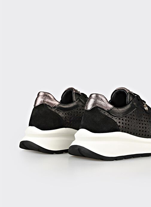 Siyah Deri Kadın Spor Ayakkabı - Görsel 6