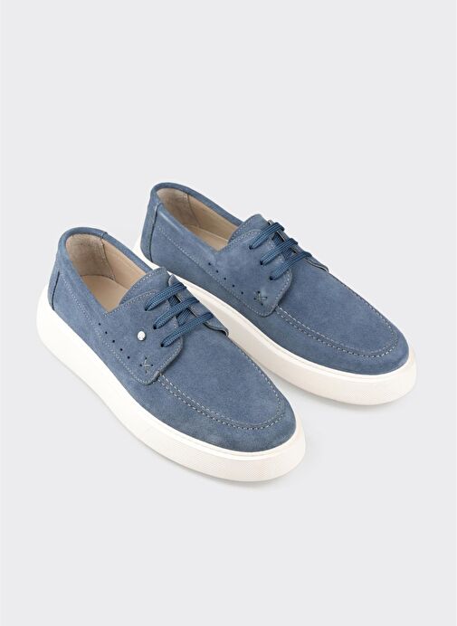 Mavi Deri Erkek Günlük Ayakkabı - Görsel 3
