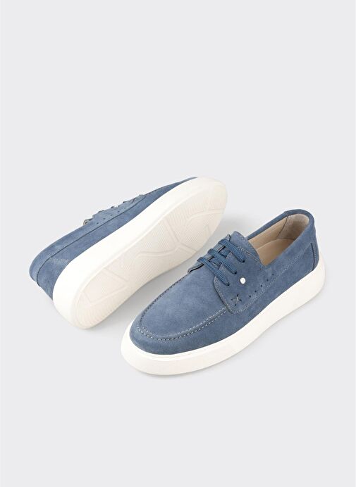 Mavi Deri Erkek Günlük Ayakkabı - Görsel 4