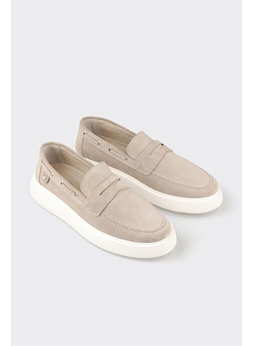 Bej Deri Erkek Günlük Loafer - Görsel 3