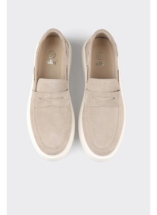 Bej Deri Erkek Günlük Loafer - Görsel 5