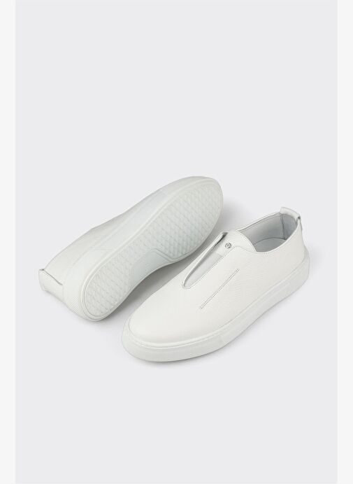 Beyaz Deri Erkek Günlük Ayakkabı - Görsel 7