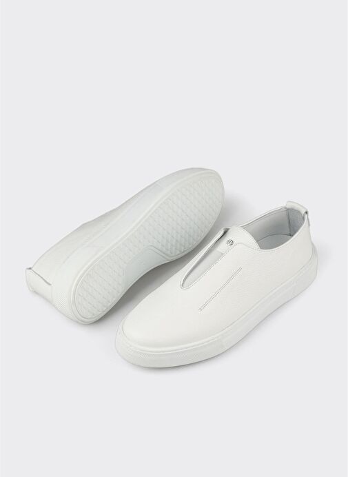 Beyaz Deri Erkek Günlük Ayakkabı - Görsel 6