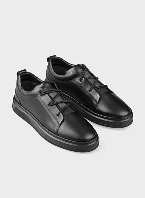 Siyah Deri Erkek Günlük Ayakkabı - Görsel 3