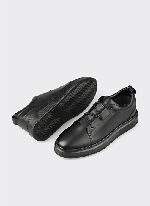 Siyah Deri Erkek Günlük Ayakkabı - Görsel 4