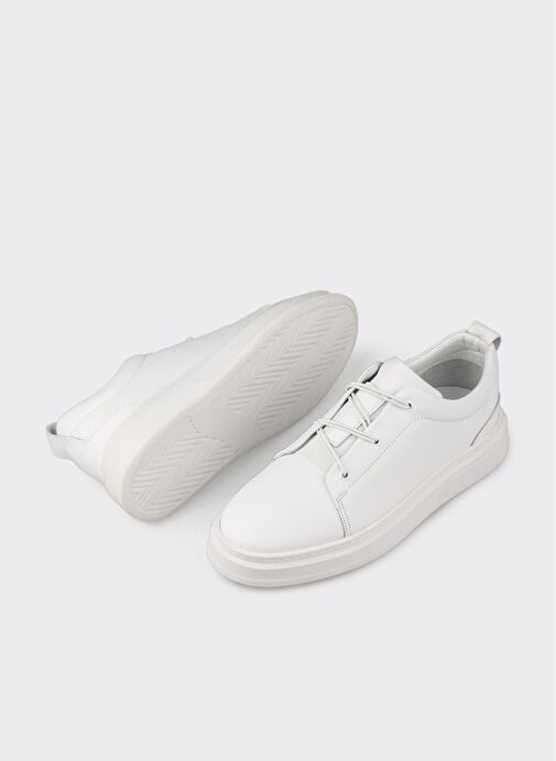 Beyaz Deri Erkek Günlük Ayakkabı - Görsel 7