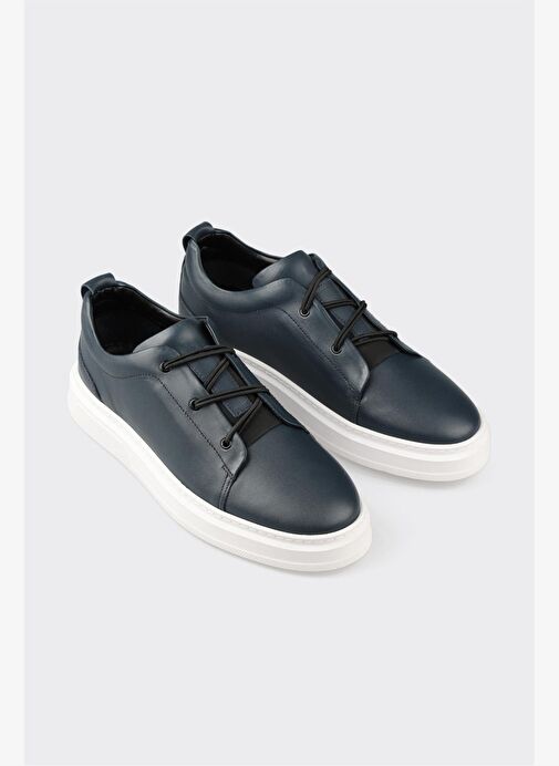 Lacivert Deri Erkek Günlük Ayakkabı - Görsel 5