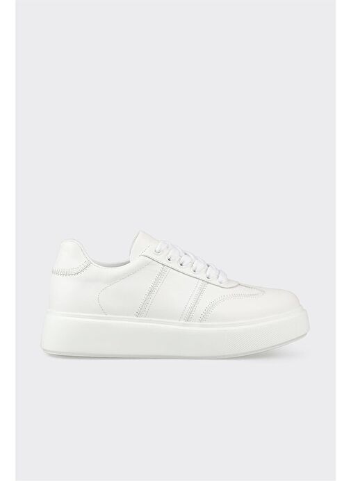 Beyaz Deri Kadın Spor Ayakkabı - Görsel 2