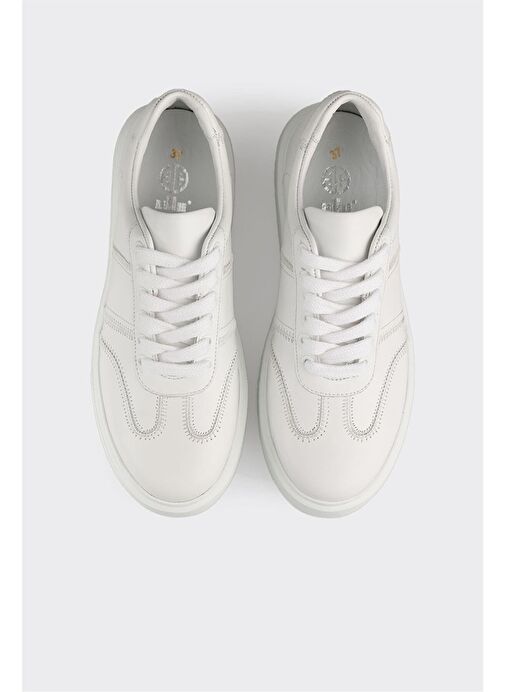 Beyaz Deri Kadın Spor Ayakkabı - Görsel 5