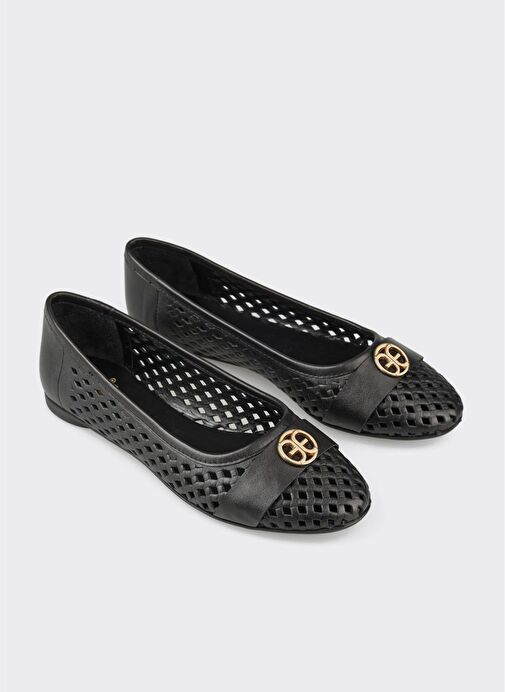 Siyah Deri Kadın Günlük Ayakkabı - Görsel 3