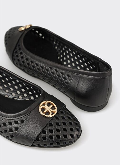 Siyah Deri Kadın Günlük Ayakkabı - Görsel 6