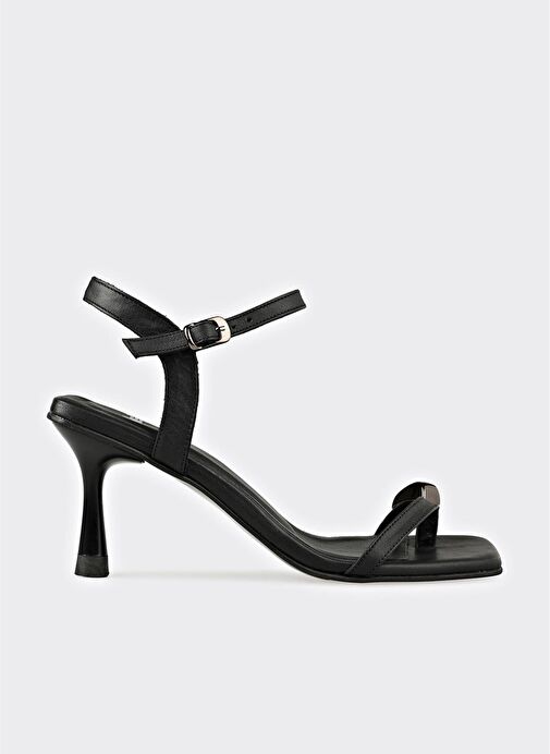 Siyah Deri Kadın Sandalet - Görsel 2