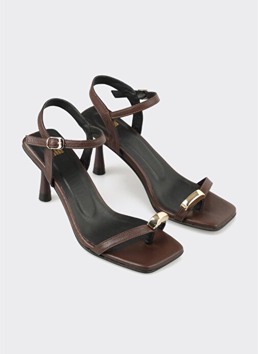 Kahve Deri Kadın Sandalet - Görsel 3
