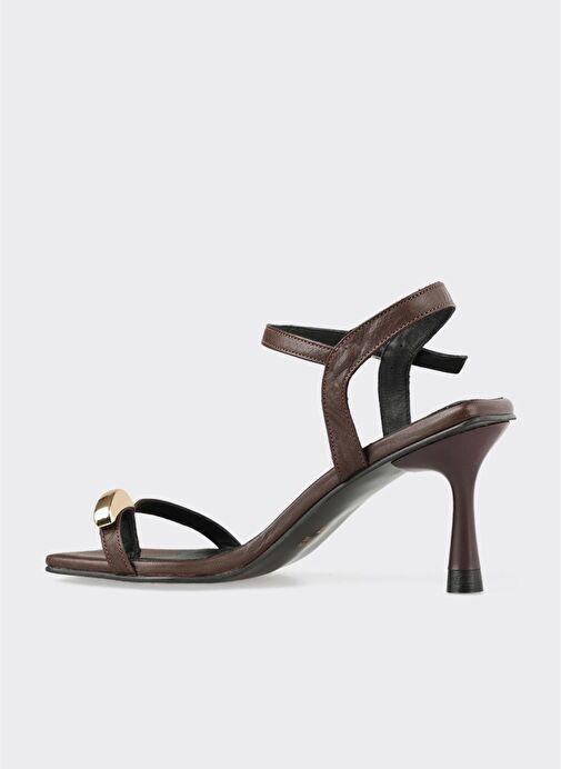 Kahve Deri Kadın Sandalet - Görsel 4