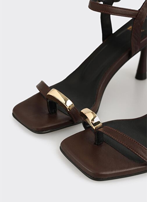 Kahve Deri Kadın Sandalet - Görsel 5