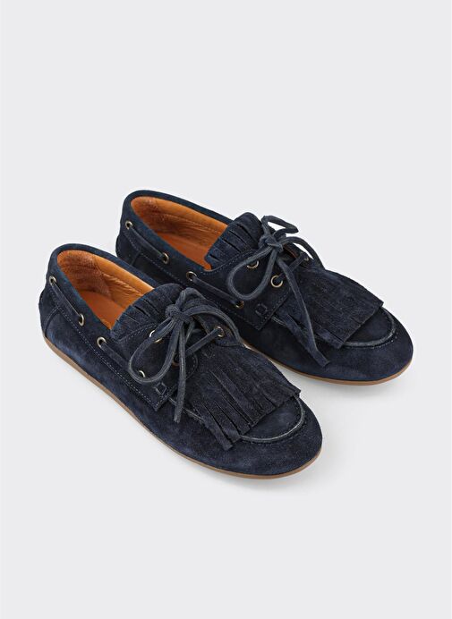 Lacivert Deri Kadın Günlük Ayakkabı - Görsel 3