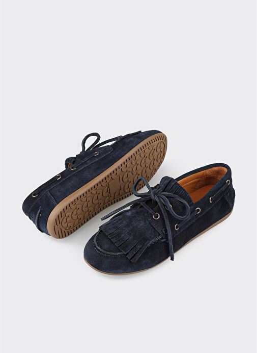 Lacivert Deri Kadın Günlük Ayakkabı - Görsel 4