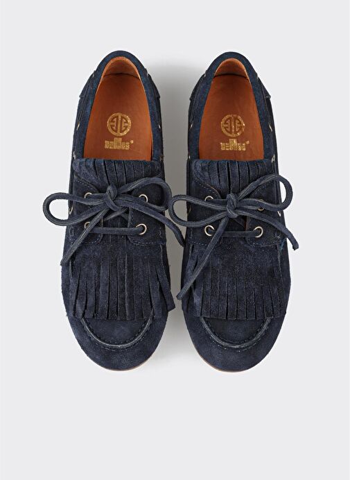 Lacivert Deri Kadın Günlük Ayakkabı - Görsel 5