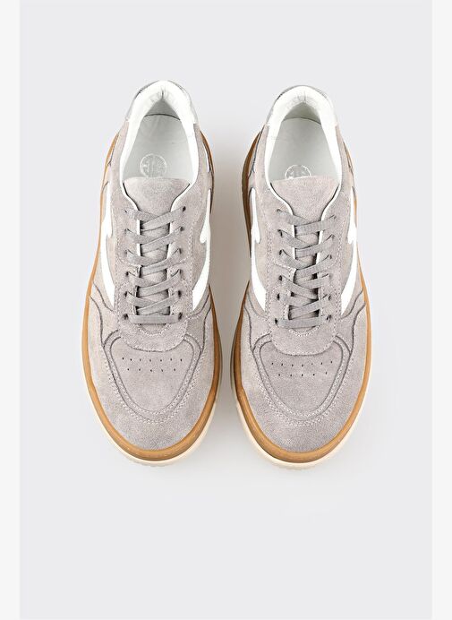 Gri Deri Kadın Spor Ayakkabı - Görsel 5