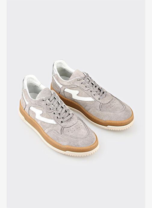 Gri Deri Kadın Spor Ayakkabı - Görsel 3