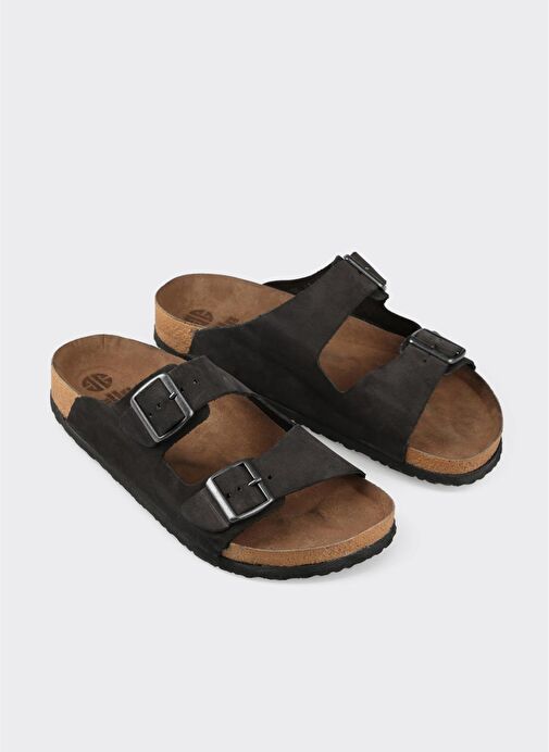 Siyah Deri Erkek Terlik - Görsel 3