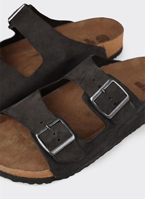 Siyah Deri Erkek Terlik - Görsel 6