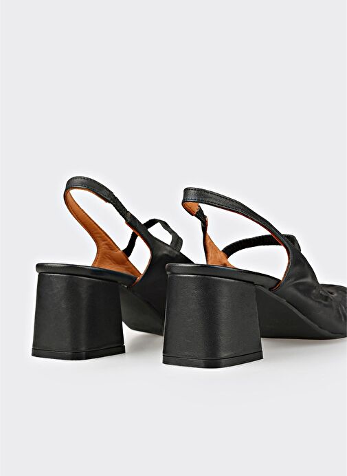 Siyah Deri Kadın Topuklu Ayakkabı - Görsel 5