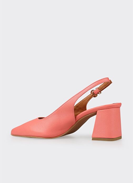 Pembe Deri Kadın Topuklu Ayakkabı - Görsel 4