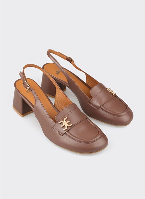 Kahve Deri Kadın Topuklu Ayakkabı - Görsel 3