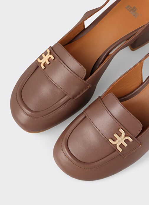 Kahve Deri Kadın Topuklu Ayakkabı - Görsel 5