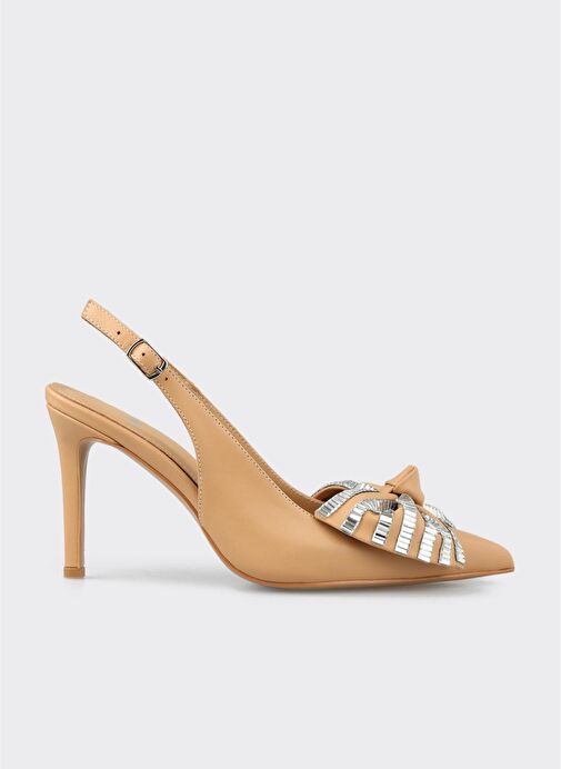 Naturel Deri Kadın Topuklu Ayakkabı - Görsel 2