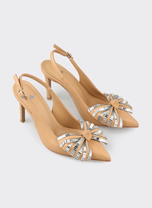 Naturel Deri Kadın Topuklu Ayakkabı - Görsel 3