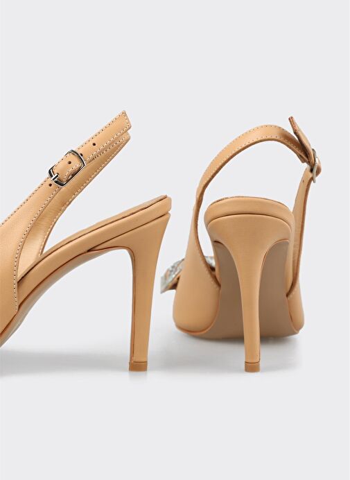 Naturel Deri Kadın Topuklu Ayakkabı - Görsel 5