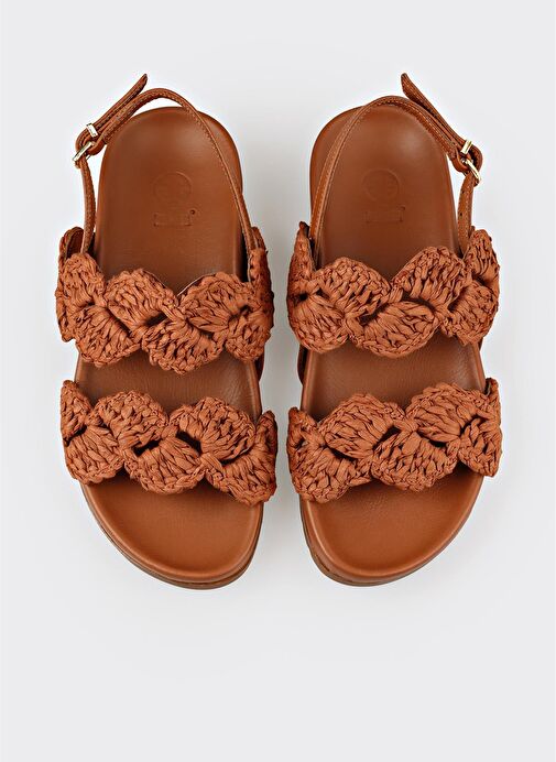 Taba Kadın Düz Sandalet - Görsel 5