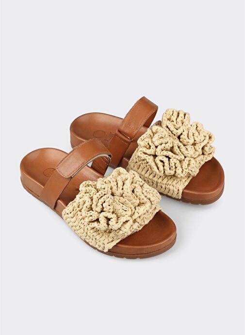 Bej Kadın Düz Terlik - Görsel 3