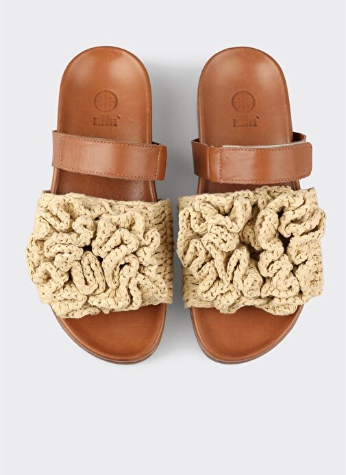 Bej Kadın Düz Terlik - Görsel 5