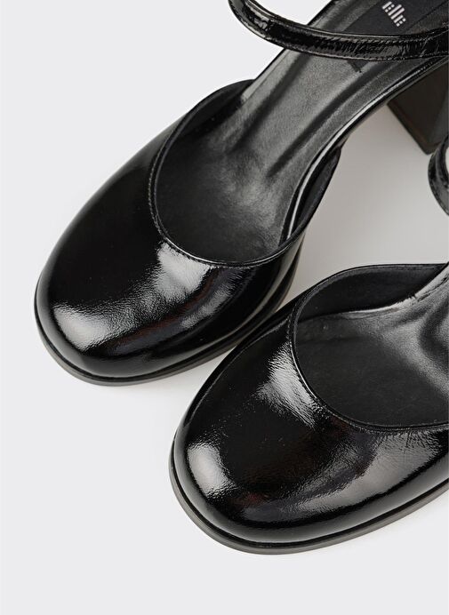 Siyah Deri Kadın Topuklu Ayakkabı - Görsel 5