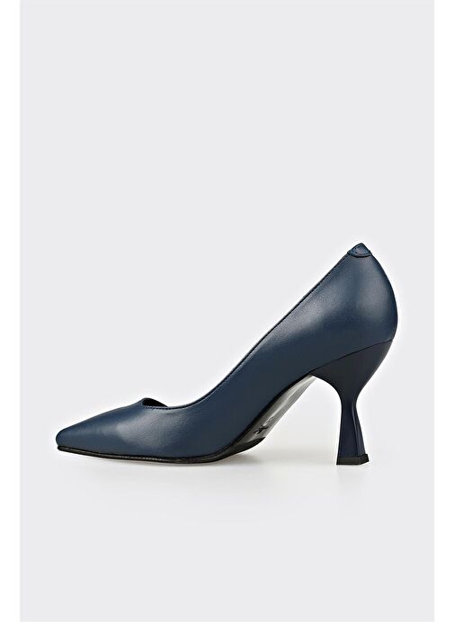 Lacivert Deri Kadın Stiletto - Görsel 4