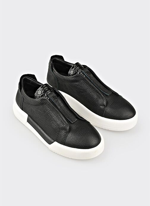 Siyah Deri Kadın Spor Ayakkabı - Görsel 3