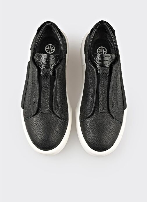 Siyah Deri Kadın Spor Ayakkabı - Görsel 5