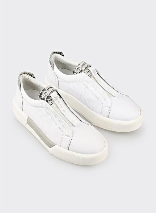 Beyaz Deri Kadın Spor Ayakkabı - Görsel 3
