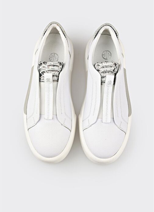 Beyaz Deri Kadın Spor Ayakkabı - Görsel 5