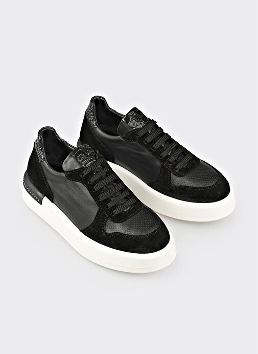 Siyah Deri Kadın Spor Ayakkabı - Görsel 3