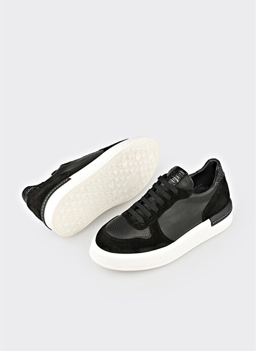 Siyah Deri Kadın Spor Ayakkabı - Görsel 4