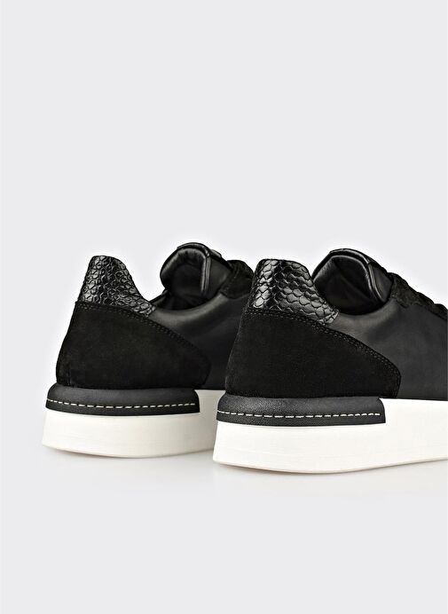 Siyah Deri Kadın Spor Ayakkabı - Görsel 6