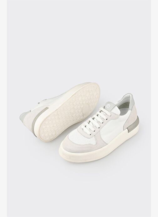 Beyaz Deri Kadın Spor Ayakkabı - Görsel 4