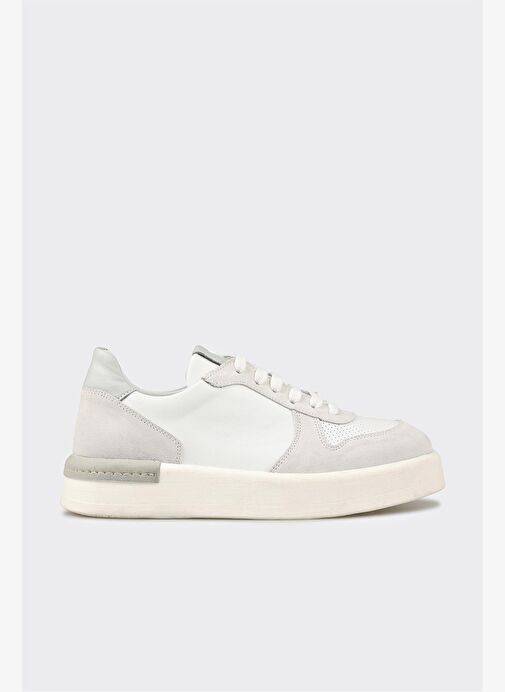 Beyaz Deri Kadın Spor Ayakkabı - Görsel 2
