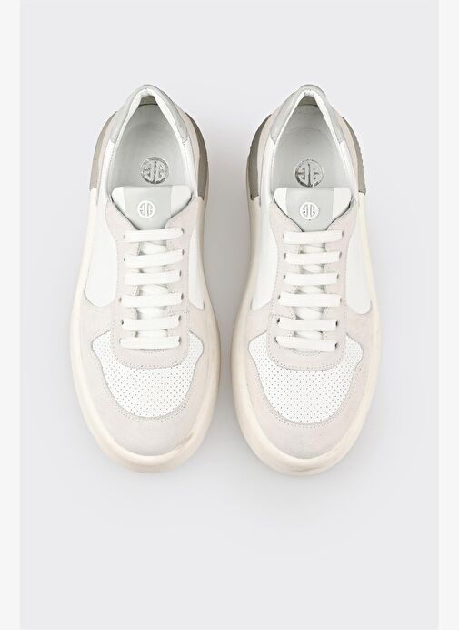 Beyaz Deri Kadın Spor Ayakkabı - Görsel 5