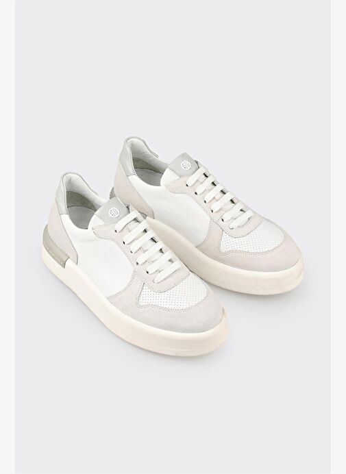 Beyaz Deri Kadın Spor Ayakkabı - Görsel 3