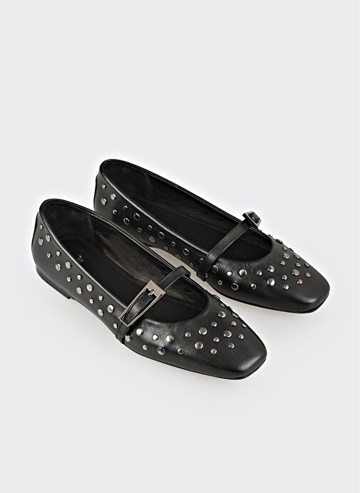 Siyah Deri Kadın Günlük Ayakkabı - Görsel 3